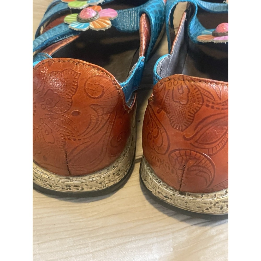 Socofy Women's Mary Jane Clogs Flower Embossed Paisley Boho Size 8.5 Handcrafted - Picture 5 of 10